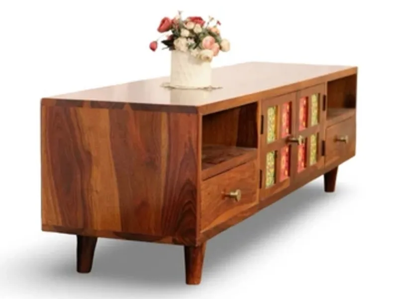 WoodCraft Tile Solid Wood TV Unit Photo 3