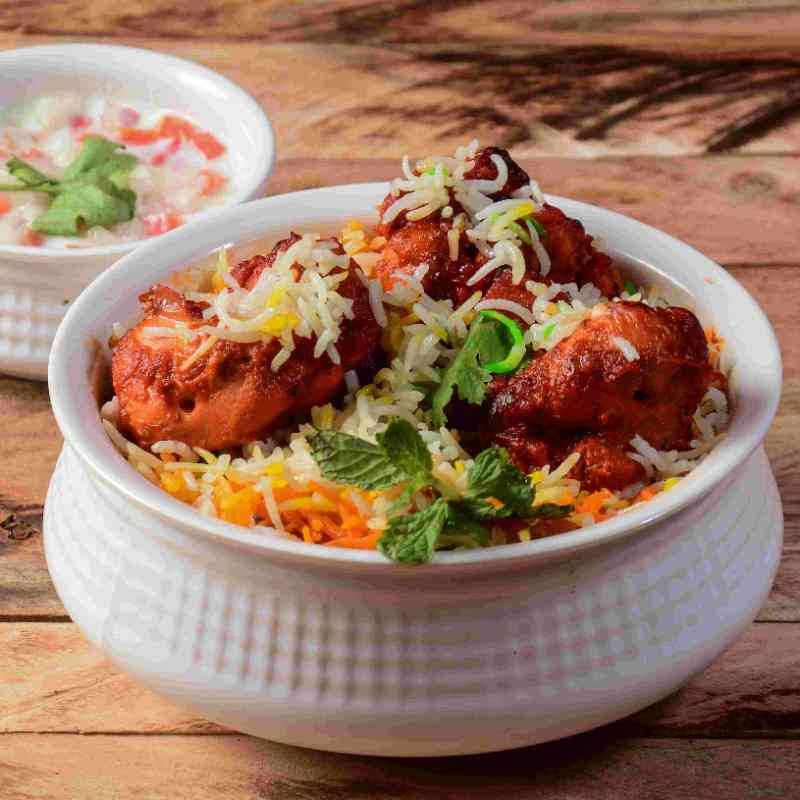 Chicken fry biryani at Karna Restaurant in Gurammapalem, Pendurti
