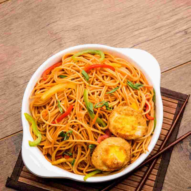 Egg noodles at Karna Restaurant in Gurammapalem, Pendurti